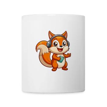 Écureuil Drôle Dessin Animé Personnage Casque Musique - Mug blanc - blanc - Devant