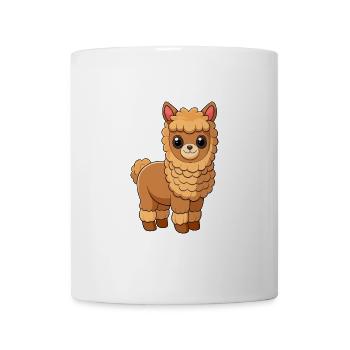 Alpaka Niedliche Maskottchen Zeichentrickfigur Kawaii - Tasse - Weiß - Vorne
