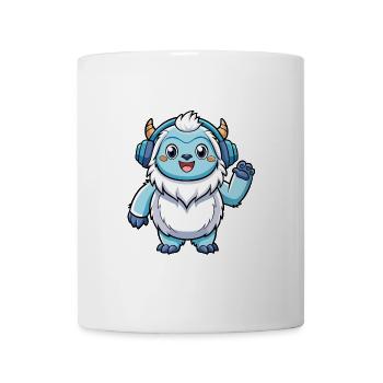 Yeti Lustige Zeichentrickfigur Kopfhörer Musik - Tasse - Weiß - Vorne