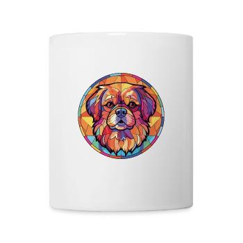 Tibetische Spaniel-Hunderasse Aquarell-Illustration - Tasse - Weiß - Vorne