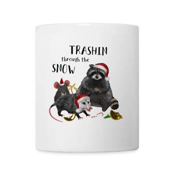 Trashin through the Snow - Waschbär & Opossum - Tasse - Weiß - Vorne