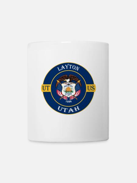 Layton Utah Flagge USA Reise Souvenir Abzeichen - Tasse - Weiß