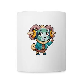 Ram Lustige Zeichentrickfigur Kopfhörer Musik - Tasse - Weiß - Vorne