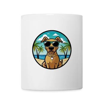 Black Mouth Cur Dog Breed Cartoon Sunglasses Beach - Mug - white - Front