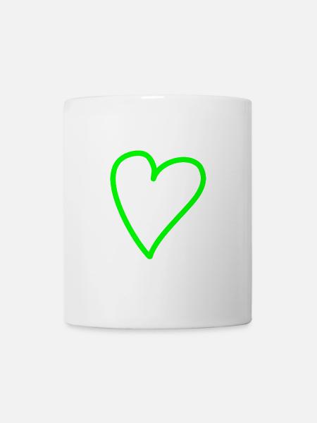 Herz Freihand Grün - Tasse - Weiß