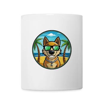 Alano Español Hunderasse Cartoon Sonnenbrille Strand - Tasse - Weiß - Vorne