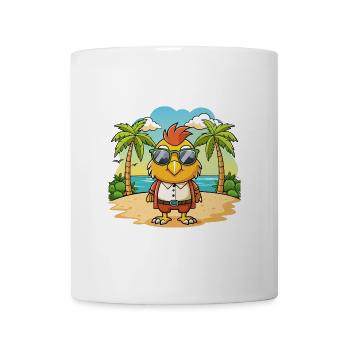 Hawk Lustige Cartoon Sommer Strand Sonnenbrille - Tasse - Weiß - Vorne