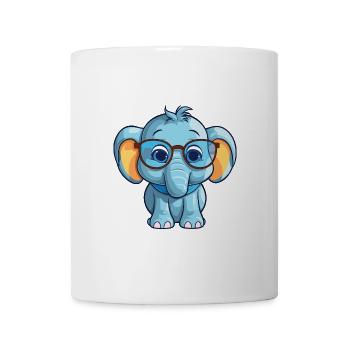 Elefant mit Brille Cartoon Kawaii Illustration - Tasse - Weiß - Vorne