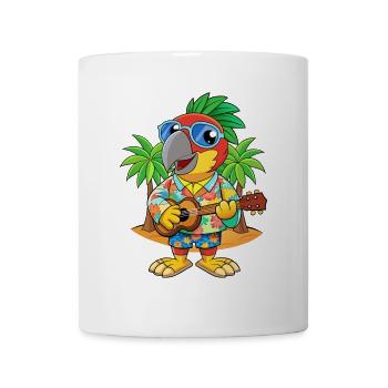 Lustige Papageien-Cartoon-Sommer-Strand-Sonnenbrille - Tasse - Weiß - Vorne