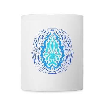 Blauer Fisch Muster maritim - Tasse - Weiß - Vorne