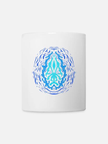 Blauer Fisch Muster maritim - Tasse - Weiß