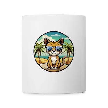 Chausie Katzenrasse Cartoon Sonnenbrille Strand - Tasse - Weiß - Vorne