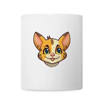 Savannah Katze Cartoon Aquarell Illustration - Tasse - Weiß - Vorne