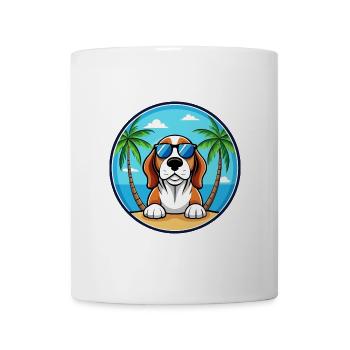 Basset Bleu De Gascogne Hunderasse Cartoon Beach - Tasse - Weiß - Vorne