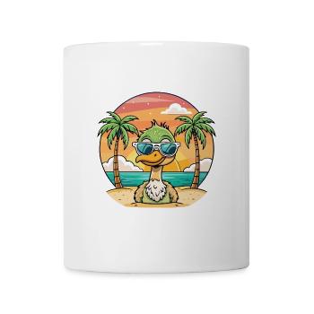 Strauß lustige Cartoon Sommer Strand Sonnenbrille - Tasse - Weiß - Vorne