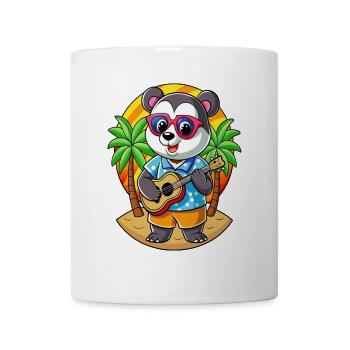 Lustige Panda Cartoon Sommer Strand Sonnenbrille Gitarre - Tasse - Weiß - Vorne