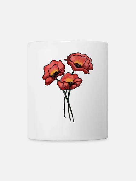Mohnblumen - Tasse - Weiß