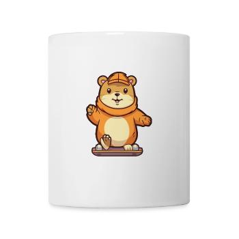 Lustiges Gopher Kawaii Cartoon Haustier spielt Skateboard - Tasse - Weiß - Vorne