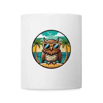 Eule Lustige Cartoon Sommer Strand Sonnenbrille Aufkleber - Tasse - Weiß - Vorne