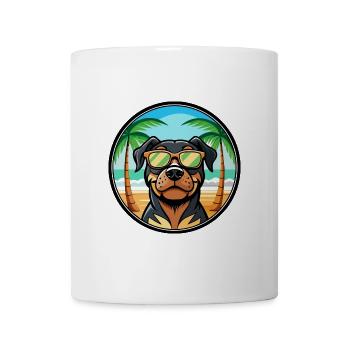 Rottweiler Chien Race Dessin Animé Lunettes De Soleil Plage - Mug blanc - blanc - Devant