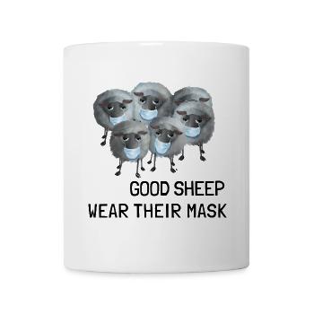 Good Sheep wear their Mask - Herde mit Mundschutz - Tasse - Weiß - Vorne