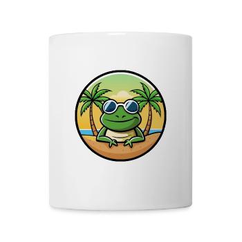 Frosch Lustige Cartoon Sommer Strand Sonnenbrille Aufkleber - Tasse - Weiß - Vorne