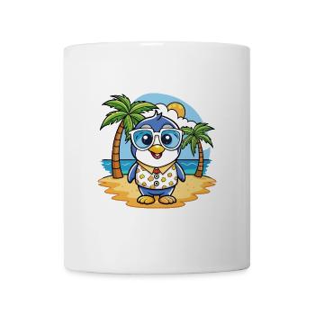 Pinguin Lustige Cartoon Sommer Strand Sonnenbrille - Tasse - Weiß - Vorne