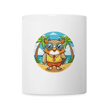Eule Lustige Cartoon Sommer Strand Sonnenbrille - Tasse - Weiß - Vorne