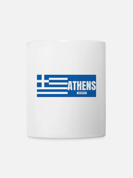 Athens City with Greek Flag - Mug - white