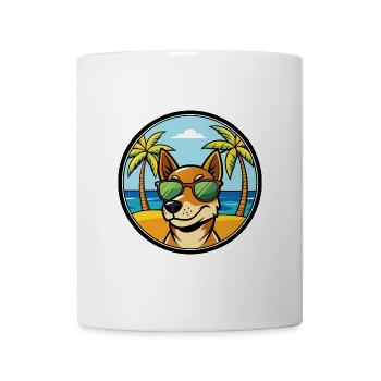 Serbischer dreifarbiger Laufhund Rasse Cartoon Strand - Tasse - Weiß - Vorne