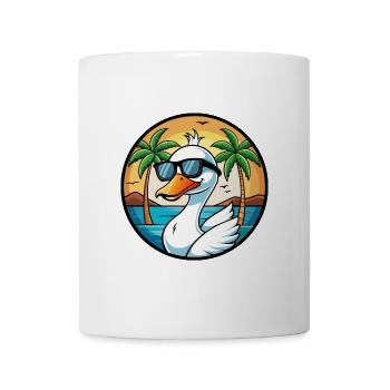 Schwan Lustige Cartoon Sommer Strand Sonnenbrille Aufkleber - Tasse - Weiß - Vorne