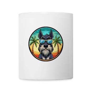 Riesenschnauzer Hunderasse Cartoon Sonnenbrille Strand - Tasse - Weiß - Vorne