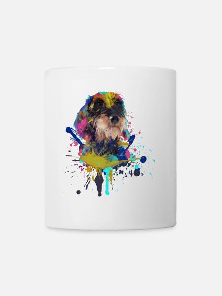 Rauhaardackel Dackel Dachshund Teckel Aquarell - Tasse - Weiß