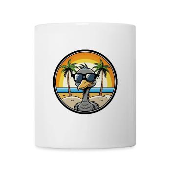 Straußen, Lustig, Cartoon, Sommer, Strand, Sonnenbrille, Cool - Tasse - Weiß - Vorne