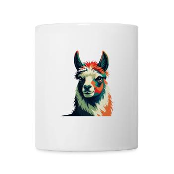 Lama Zeichentrickfigur Buntes Haustier Tier - Tasse - Weiß - Vorne