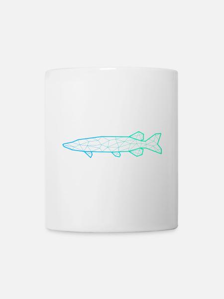 Hecht Angeln Polygon Fisch Fischer Angler - Tasse - Weiß
