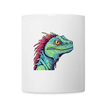 Basilisk Buntes Aquarell Cartoon Kawaii Tier - Tasse - Weiß - Vorne