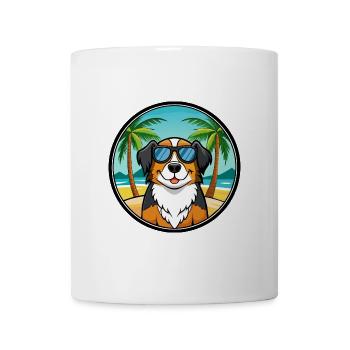 Grand Bouvier Suisse Race Cartoon Beach - Mug blanc - blanc - Devant