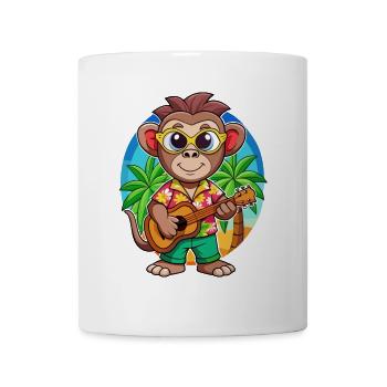 Lunettes de soleil de plage d’été de dessin animé de singe drôle - Mug blanc - blanc - Devant