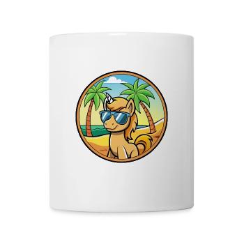 Pony Lustige Cartoon Sommer Strand Sonnenbrille Aufkleber - Tasse - Weiß - Vorne