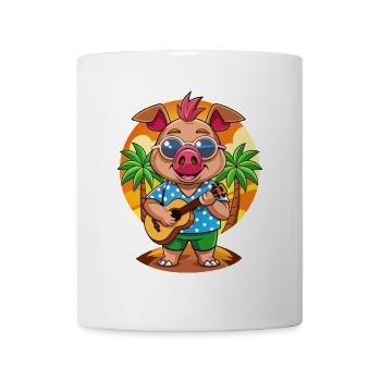 Drôle de cochon d’été plage lunettes de soleil hawaïenne - Mug blanc - blanc - Devant