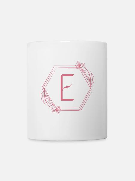 E-Monogramm mit Blütenrahmen - Tasse - Weiß