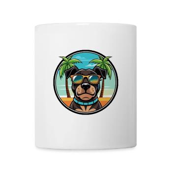 Rottweiler Chien Race Dessin Animé Lunettes De Soleil Plage - Mug blanc - blanc - Devant