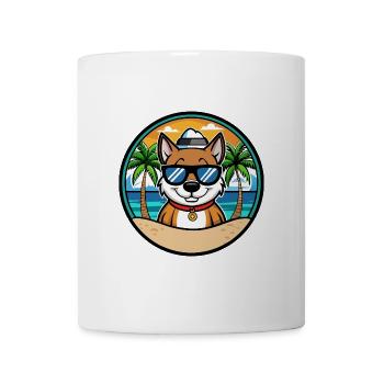 Cao De Seo Miguel Hunderasse Cartoon Strand - Tasse - Weiß - Vorne