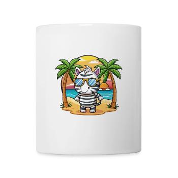 Zebra Lustige Cartoon Sommer Strand Sonnenbrille - Tasse - Weiß - Vorne