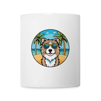 Catalan Sheepdog Breed Cartoon Sunglasses Beach - Mug - white - Front