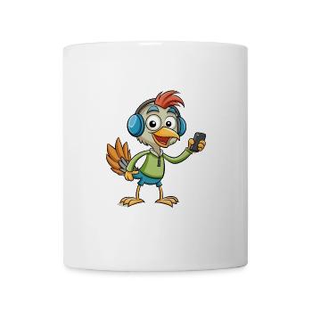 Strauß Lustige Cartoon Figur Kopfhörer Musik - Tasse - Weiß - Vorne
