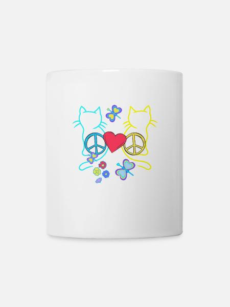 Retro Hippie Katzen Peace Katze Vintage Hippies - Tasse - Weiß