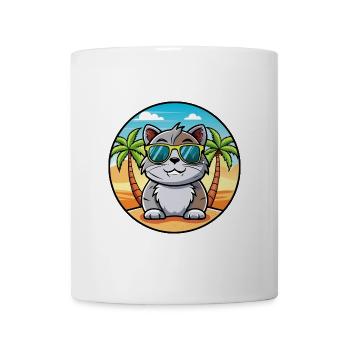 Schottische Falte Kurzhaarkatze Rasse Cartoon Strand - Tasse - Weiß - Vorne