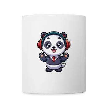 Panda Lustige Zeichentrickfigur Kopfhörer Musik - Tasse - Weiß - Vorne